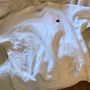 White Champion Reverse Weave Crewneck